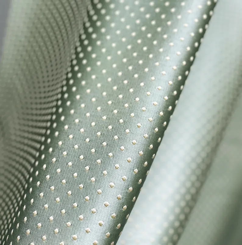 Vintage Green Satin Jacquard Curtains for Living Room (3)