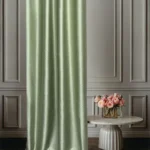 Vintage Green Satin Jacquard Curtains for Living Room (5)