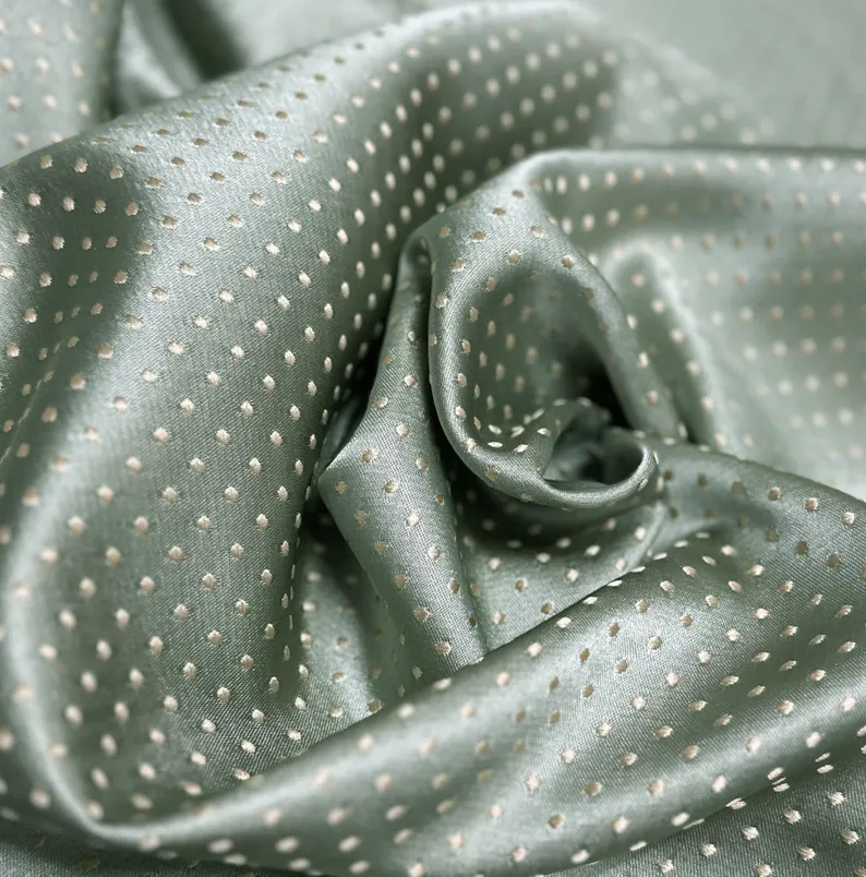 Vintage Green Satin Jacquard Curtains for Living Room